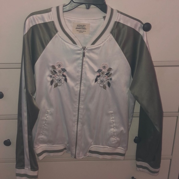 Flower Embroidery Bomber Jacket - Picture 1 of 2